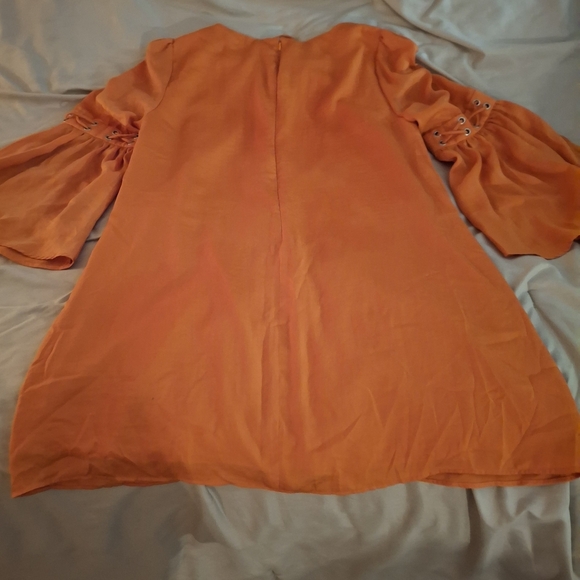 VENUS Women's Boho Orange Dress with Bell Sleeves - Picture 9 of 10